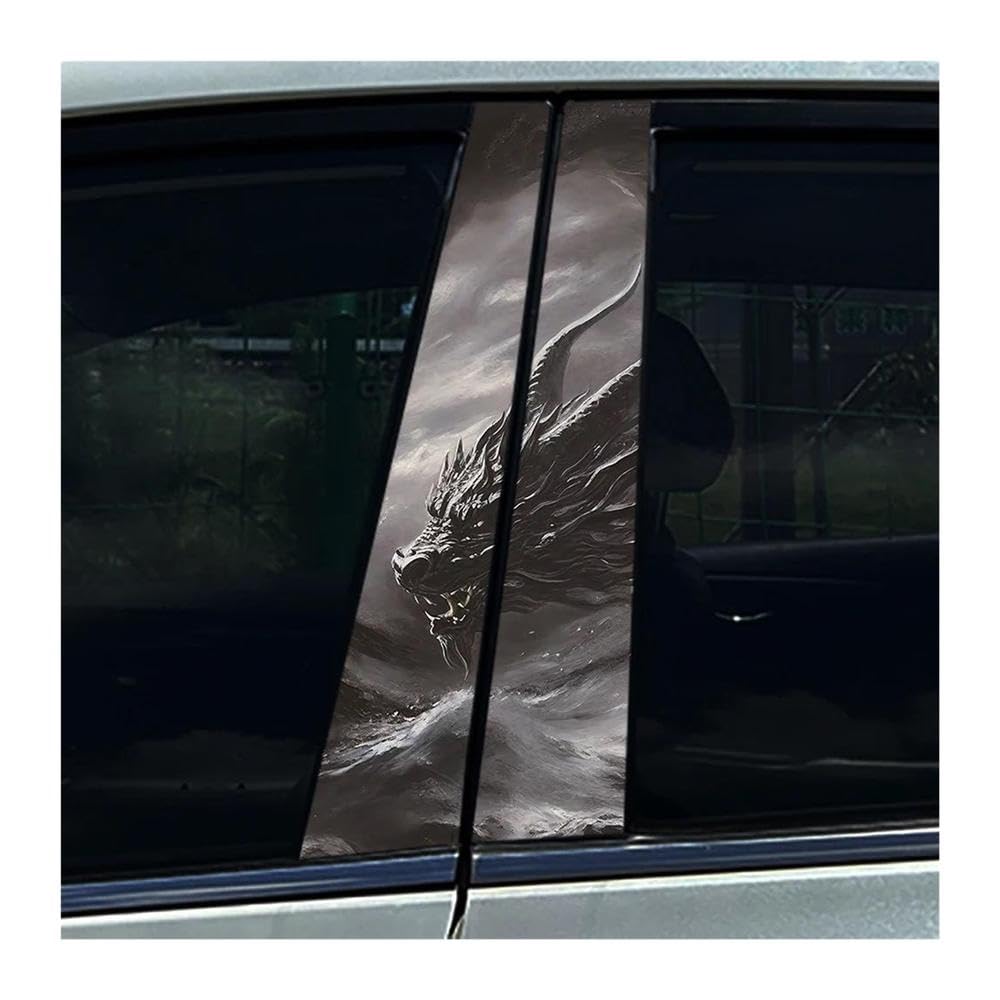 Body Parts 2PCS Car Center Column Waterproof Decals Graffiti Black Dragon Auto B-Pillar Stickers(H)