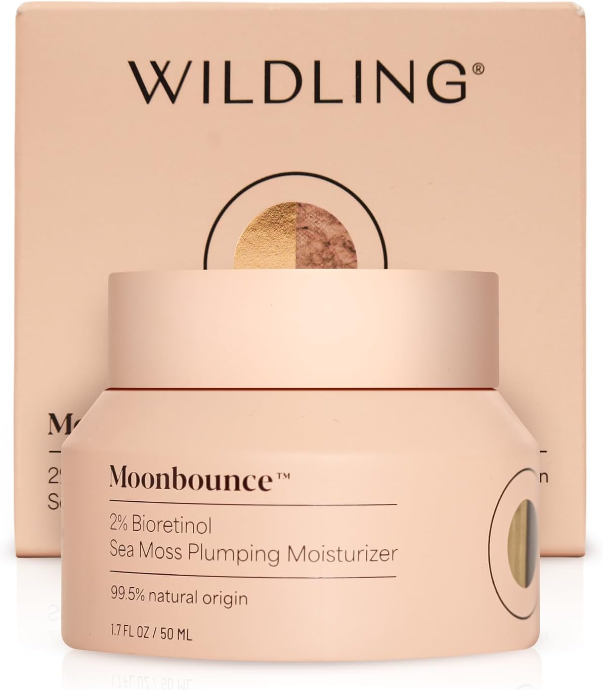 WILDLING Moonbounce 2% Bioretinol Plumping Moisturizer I Rock Samphire, Irish Sea Moss, Marshmallow Root, Moonstone I Hydrates, Boosts Elasticity, Firms I 99.5% Natural, Vegan, Cruelty Free (1.7fl oz)