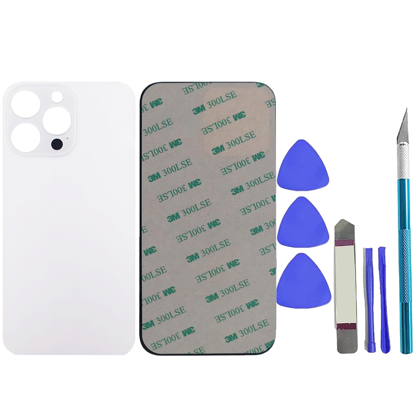 Verre arrière iPhone 14 Pro Max argenté avec adhésif et outils