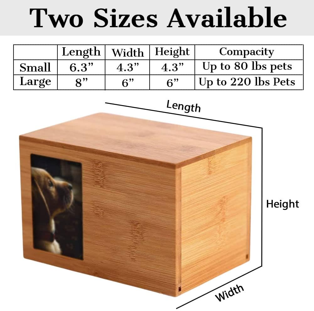 ODB Personalized Cremation Urns for Dogs Ashes, Wooden Pet Memorial Keepsake Urns, Photo Box Pet Cremation Urn - Image 2