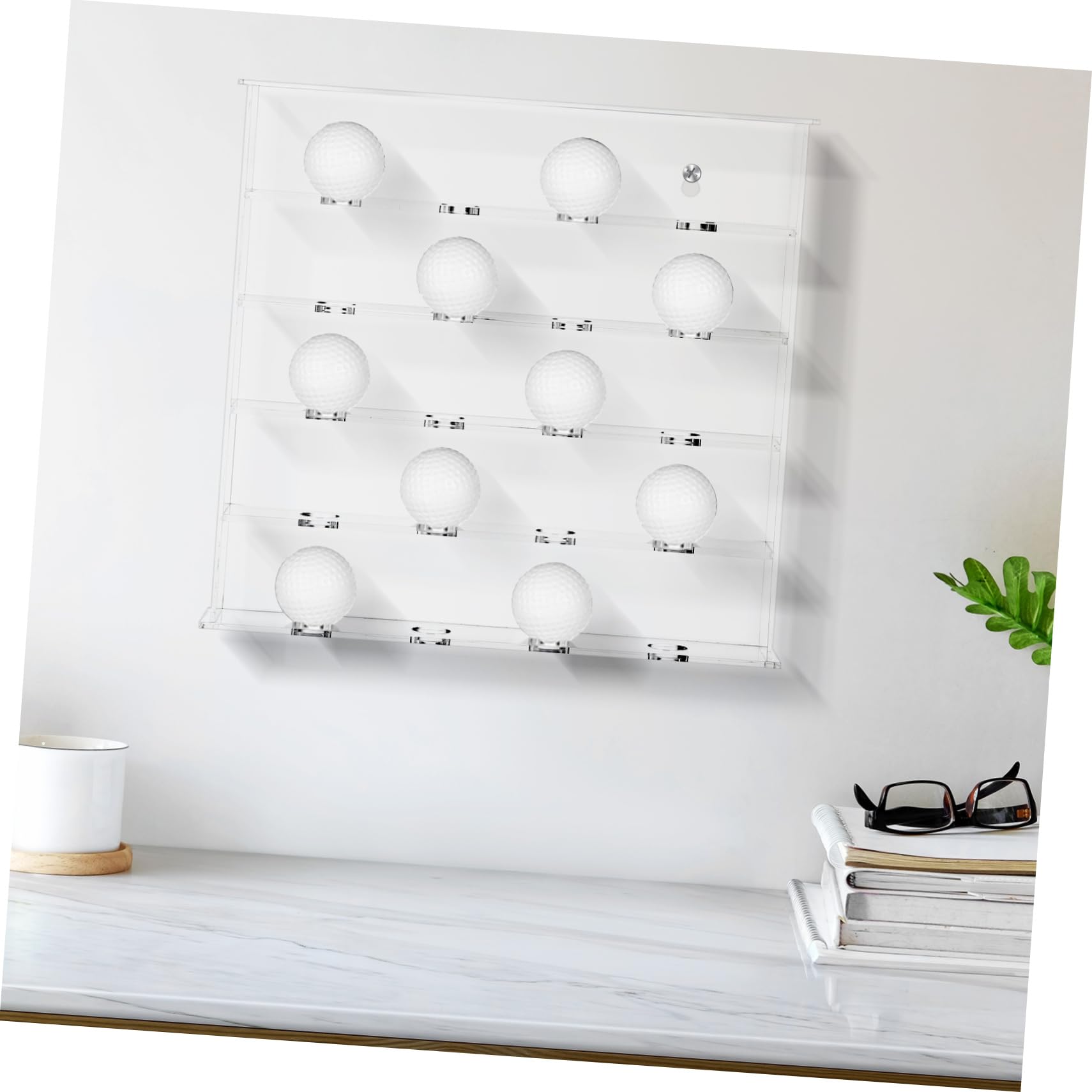 WOONEKY Vitrina de Acrílico para Balones de Golf Soporte de Pared