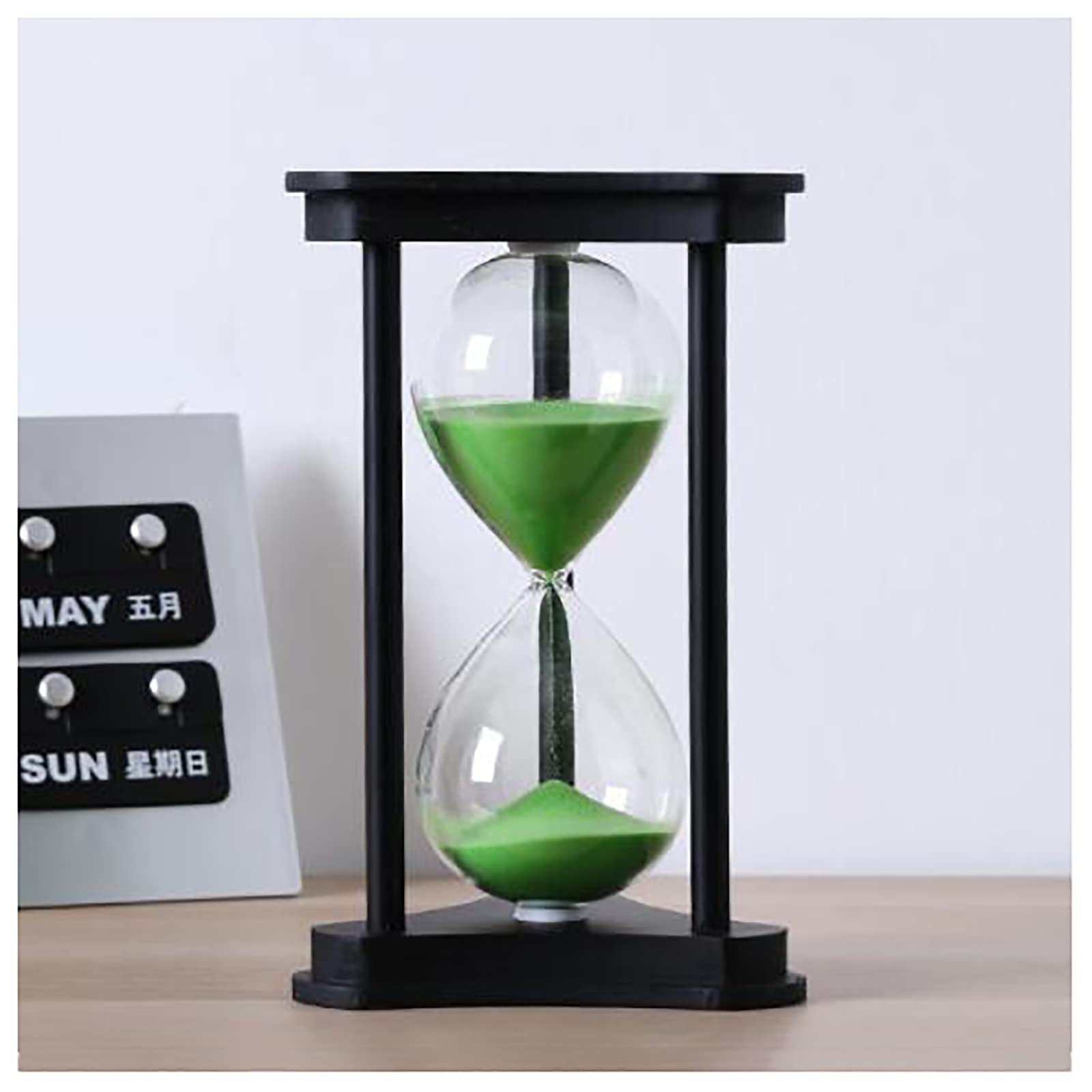 Reloj de Arena, Temporizador de Reloj Arena, Decorativo con Marco Madera 15/30/60 Minutos(White,30 Minutes)