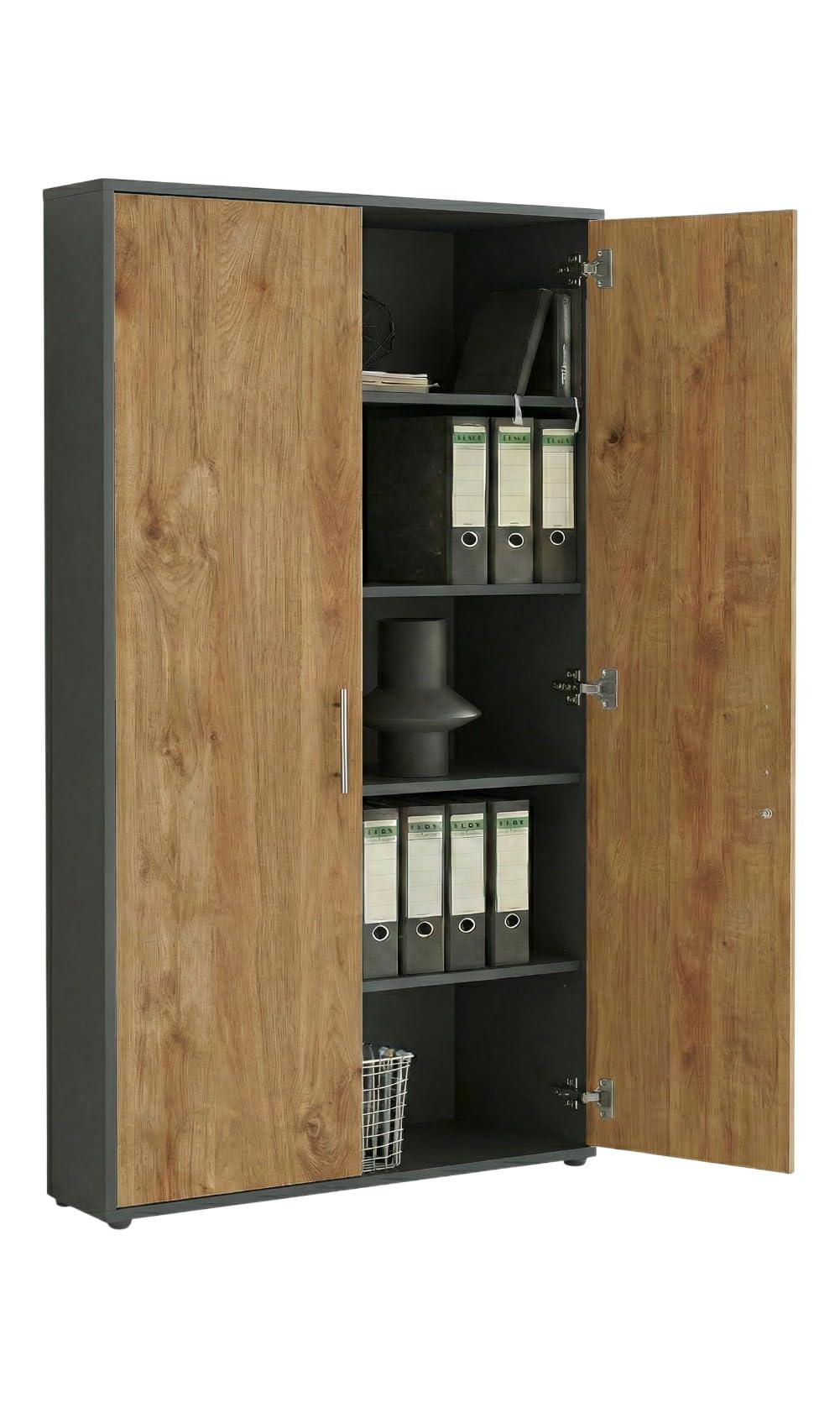 Schrankwand TABOR 10 Büroregal Aktenschränke Büroschrank abschließbar in diversen Farbvarianten (anthrazit/Gold Harbor Oak)
