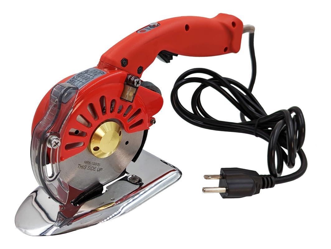 Hercules (HRK-100 Cutter) - HRK-100 3-Speed Octagonal Rotary Cutter w/ 10cm Blade and Built-in LED Worklight - Multi-Ply Cutter for Cloth, Fabric, Leather, Vinyl and More