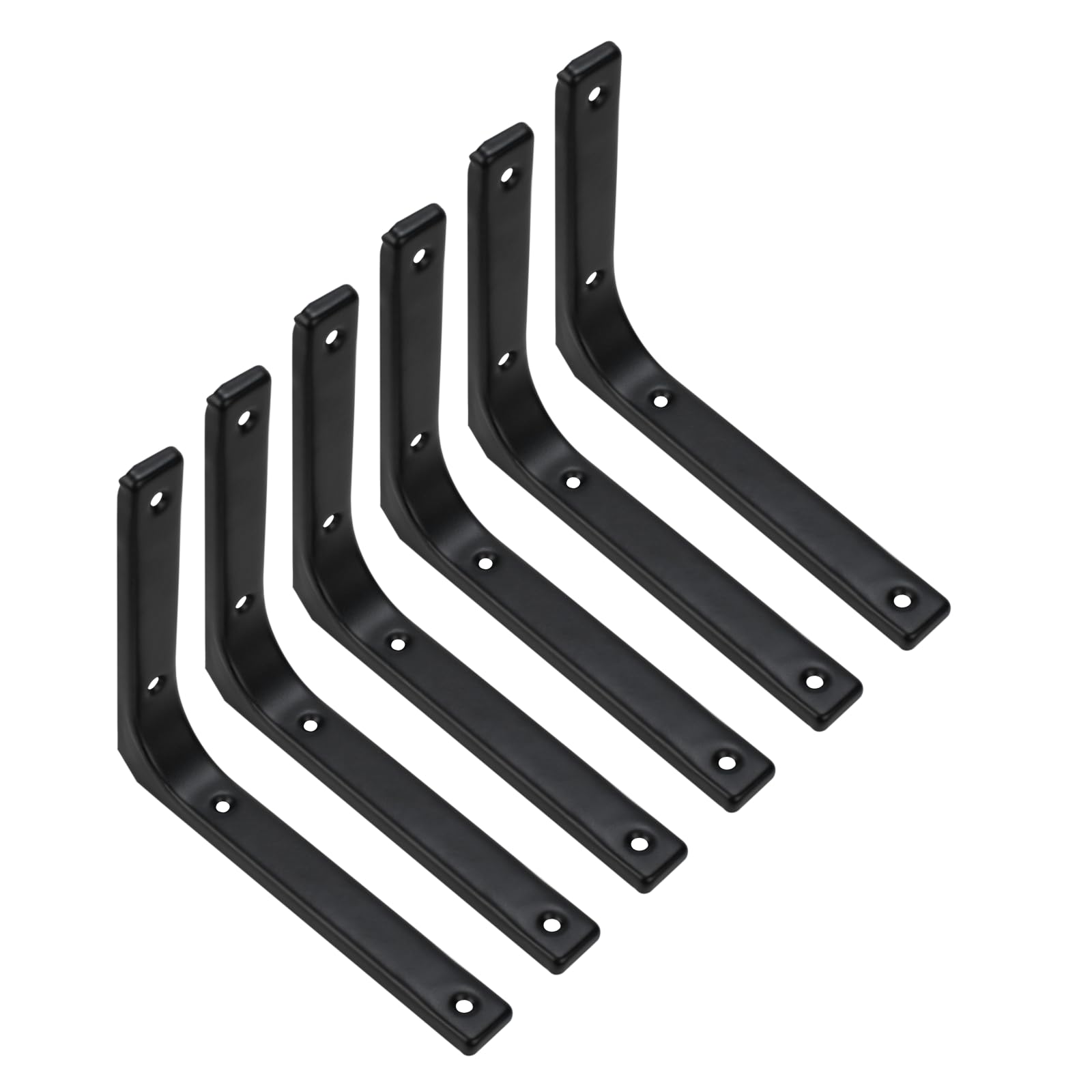 6 Pcs Floating Shelf BracketsMetal Wall Brackets for Shelves, Shelving Brackets, 90 Degree Right Angle Shelf Support Bracket Corner Braces Wall Mounted for Home Kitchen Bedroom(Black, 150x125mm)