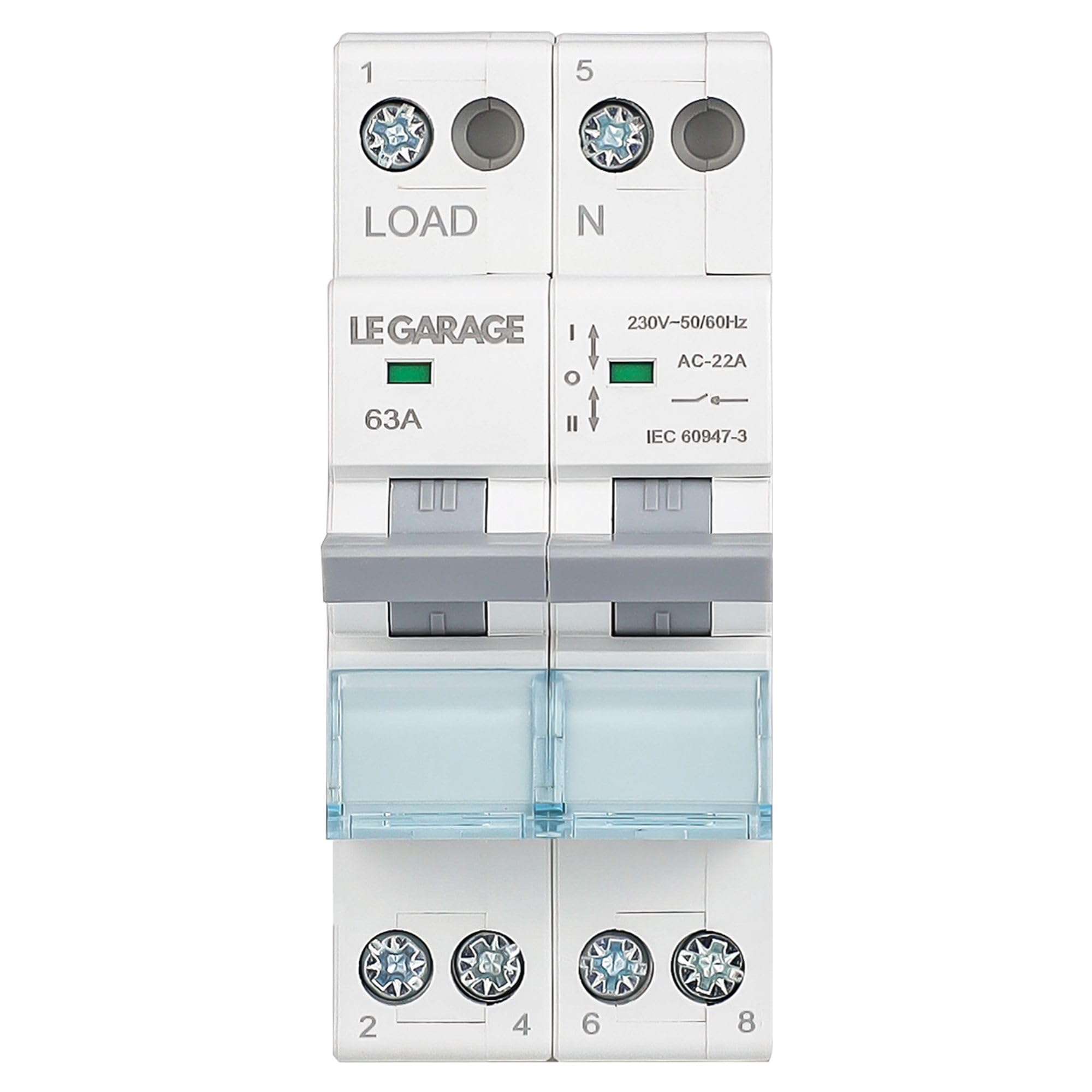 Interruptor de transferencia Manual 63A 2P + 2P MTS AC. Automático Disyuntor Magnetotérmico de Cambio Modular. Conmutador