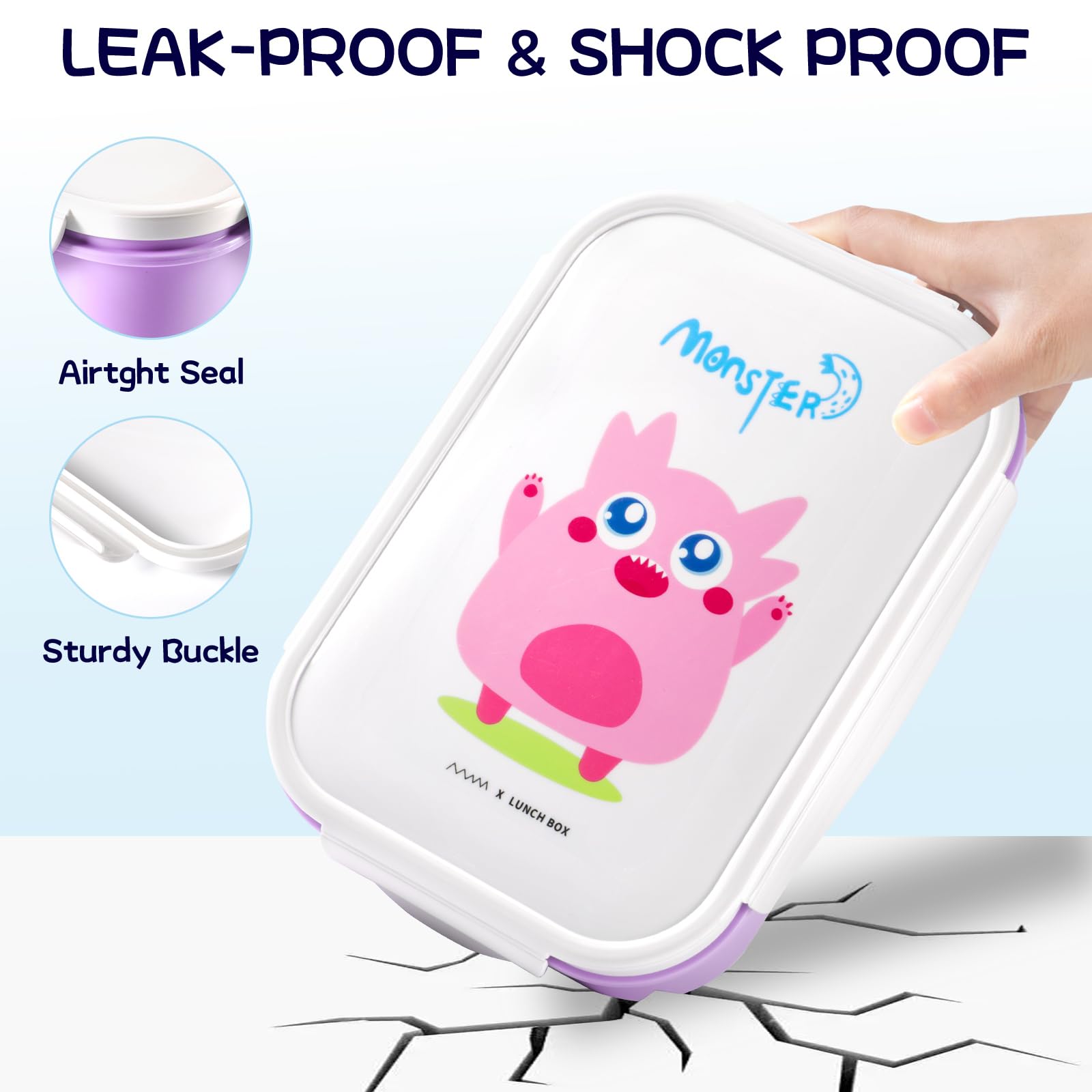 MISS BIG Bento-Box Für Kinder – 3 Fächer, Auslaufsicher, 1150 Ml, BPA-frei (Grün)