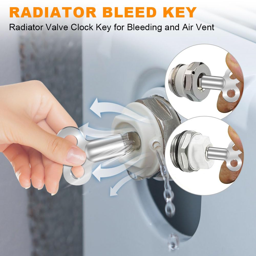 Flintronic Valvola Termosifone, 3 Pezzi Chiave Sfiato Termosifone, Chiave di Spurgo del Radiatore, Universale Chiave Quadrata, per Radiatori Adatta