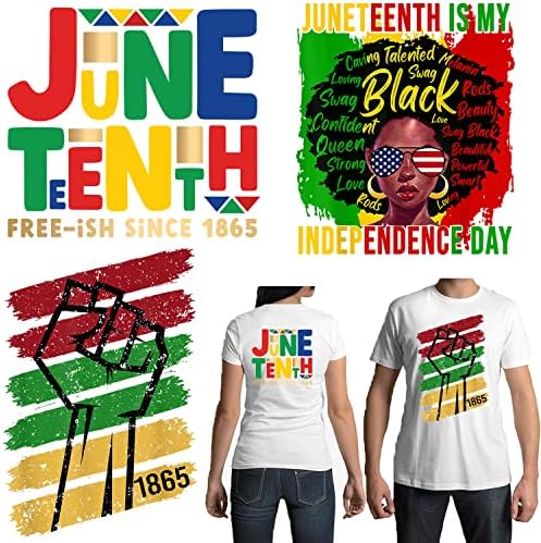 Juneteenth Iron on Patches 3 Sheets Colorful Iron on Decals Black Women Heat Transfer Stickers Juneteenth Iron on Vinyl Appliques Sticker for T-Shirt Jean Jackets Pillow Cover DIY Decorations