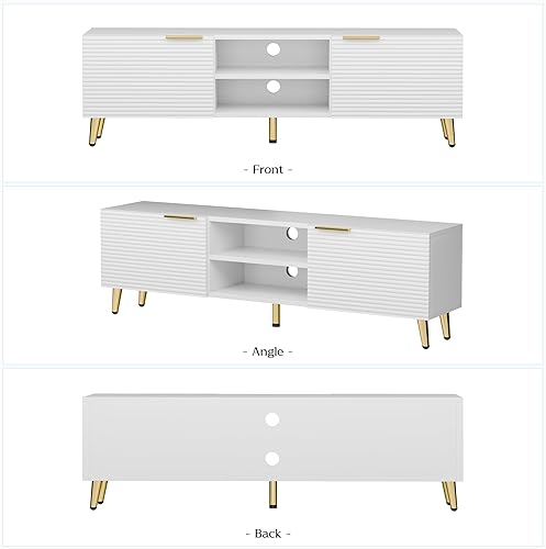 Miniatura 3 de Betterhood Soporte de TV para TV de más de 65 pulgadas, consola de TV moderna para sala de estar, dormitorio, centro de entretenimiento de madera