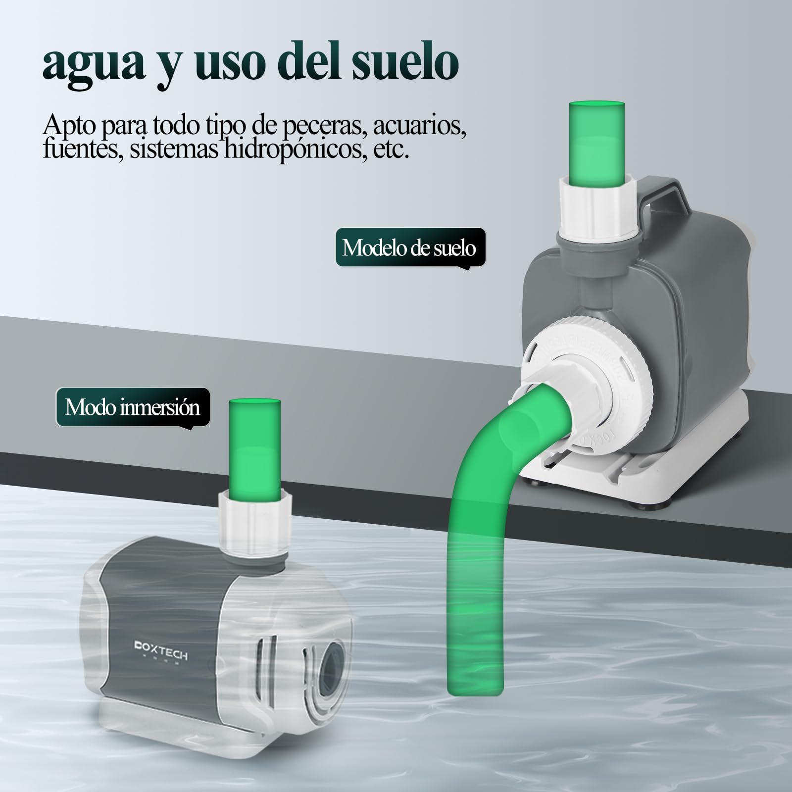 boxtech 15W Bomba Sumergible Bomba de trasiego para acuarios Bomba para acuarios con 3 boquillas Apta para Fuentes de acuarios Apta para circulación de Agua Dulce y Salada