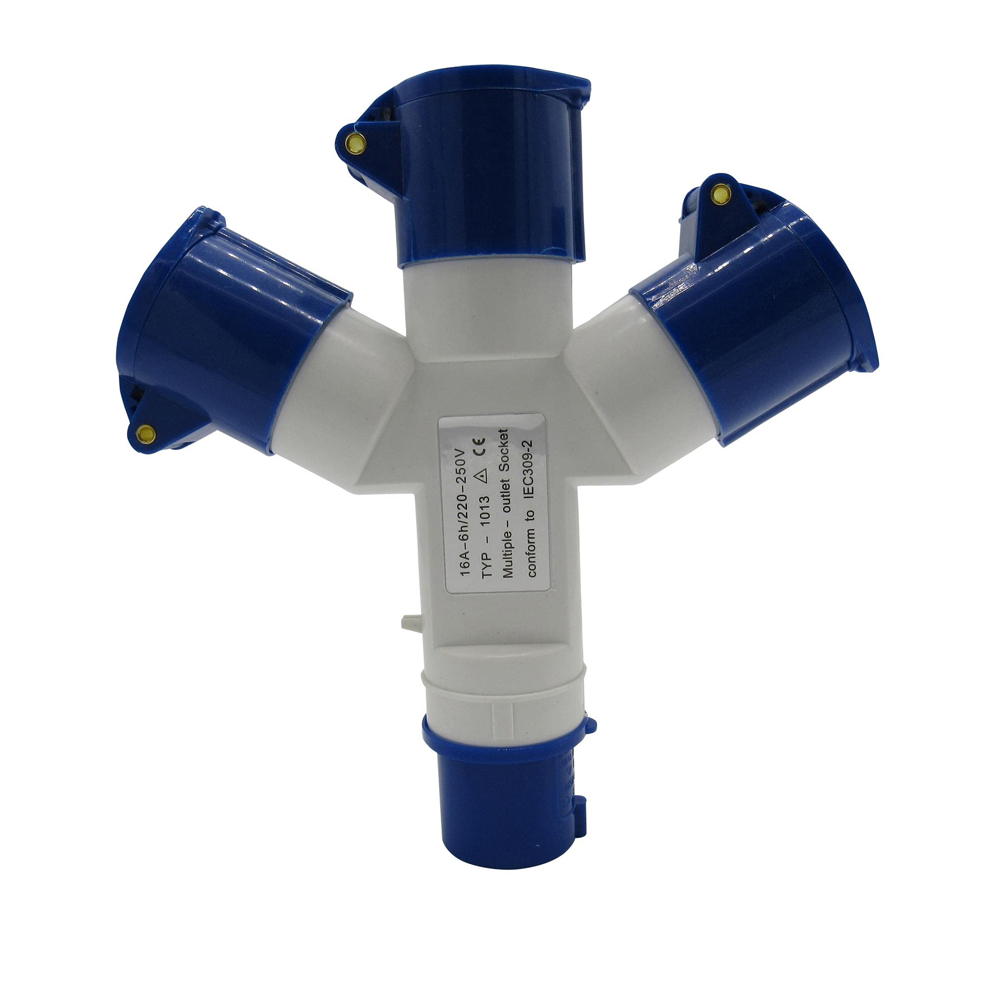 SecureFix Direct 3 Way Splitter 16A (Mains Electric Hook Up Adaptor Caravan Motorhome 220-250V)