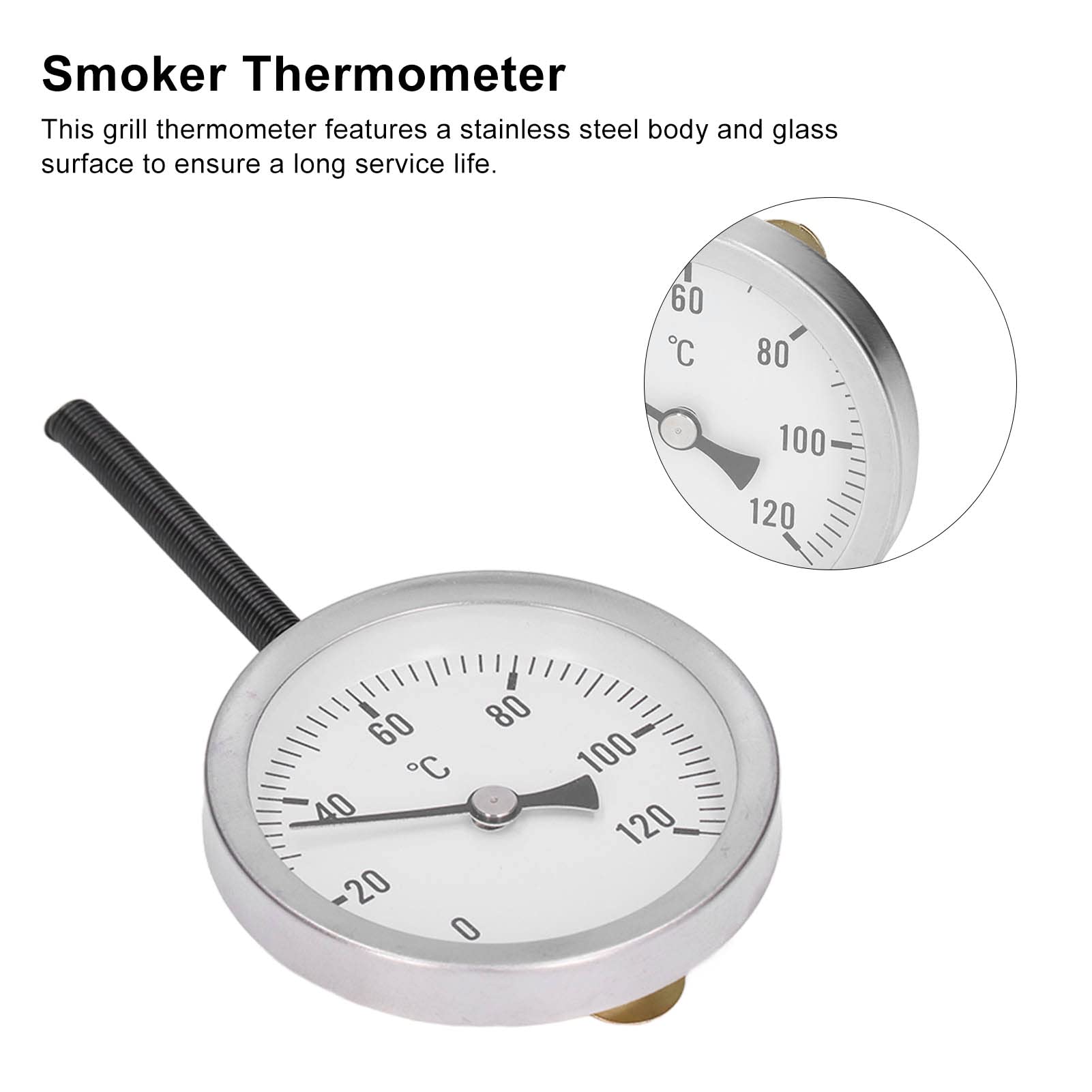 Thermomètre à Collier De Serrage à Clipser 63mm - 0-120°C - Bimétallique Haute Précision Pour Tuyau Et Barbecue