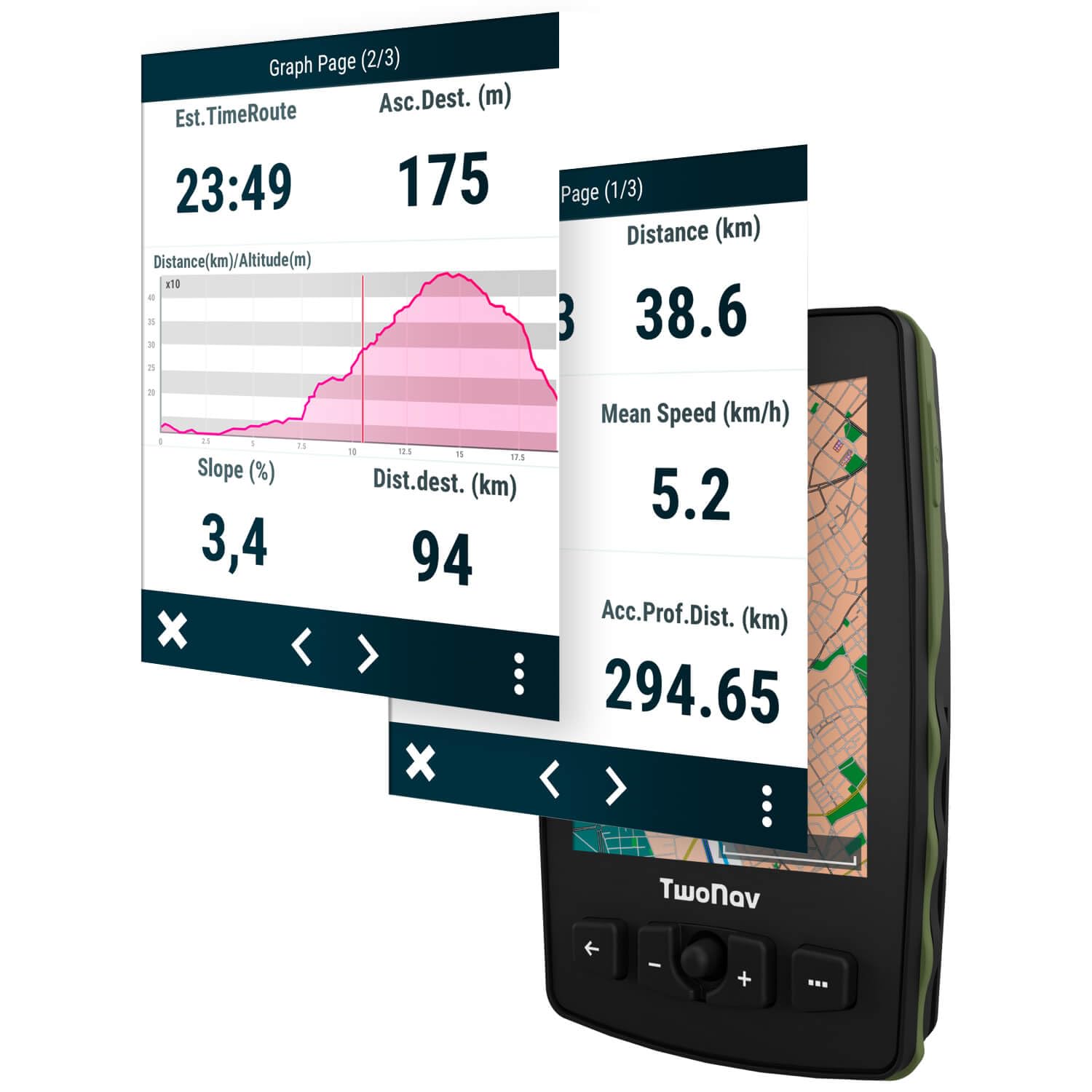 TwoNav Aventura 2 Plus Motor, GPS navigateur on-Road et Off-Road avec écran 3,7 Pouces pour Moto, Voiture, 4x4, Quad avec Cartes incluses. Couleur Vert