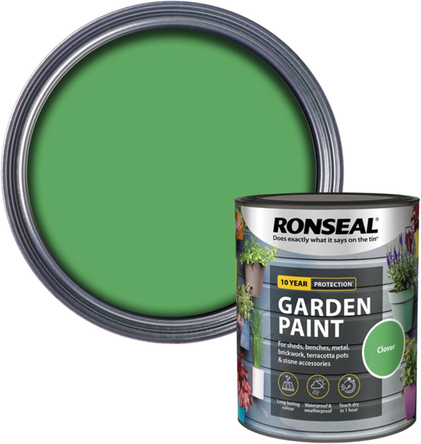 DUAYRA Garden Paint 750ml | Quick Drying Long Lasting Matt Finish | Multi-Surface Exterior Paints | For Wood, Brickwork, Bench, Stone & Metal | Outdoor Garden Fence Tough Protection (Clover)