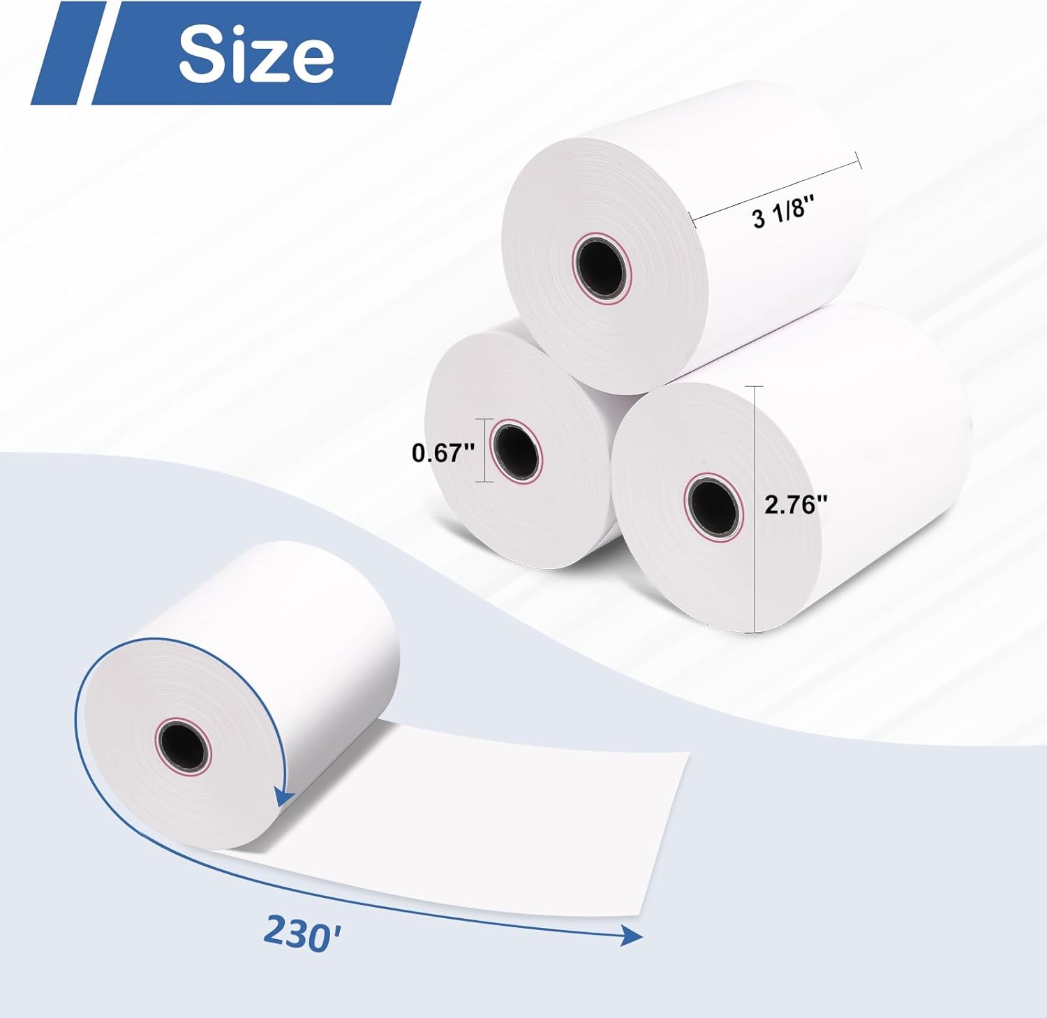 50 Rolls Thermal Paper 3 1/8" X 230' - BPA Free Receipt Paper For POS Cash Registers
