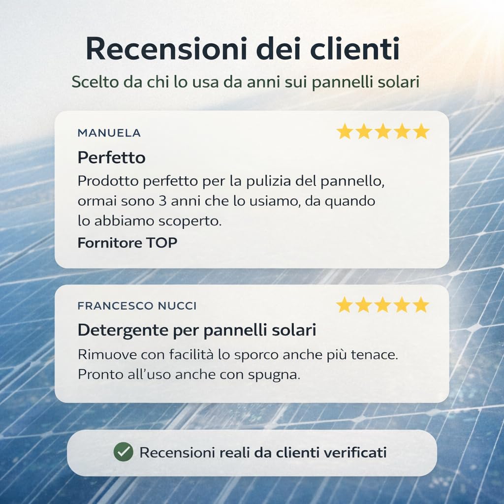 PIP Eco Detergente Concentrato Pannelli Fotovoltaici 1L - Pulizia Pannelli Solari Vegetale Ecologica Antistatica