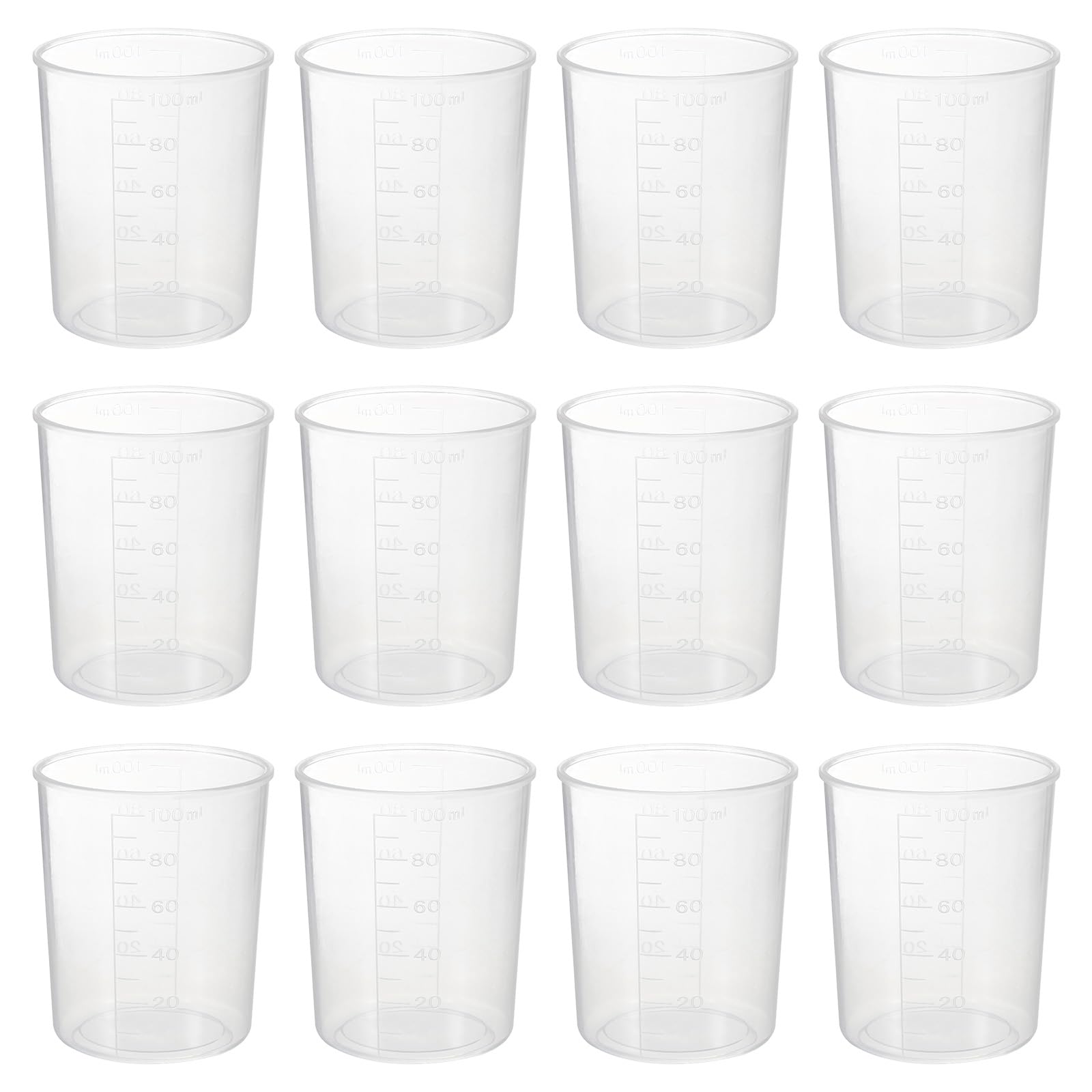 PATIKIL 100Ml Verres Gradués, 50Pièces Béchers Gradués en Polypropylène pour Expériences de Laboratoire, Cuisine et Pâtisserie, Transplantation