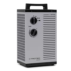 TROTEC Calefactor eléctrico Cerámico TDS 20 P, 3.000 W, Termostato, Calefacción PTC de Cerámica, Función Ventilador, Anti-Vuelco, Anti Sobrecalentamiento, Portátil, Oficina, Hogar