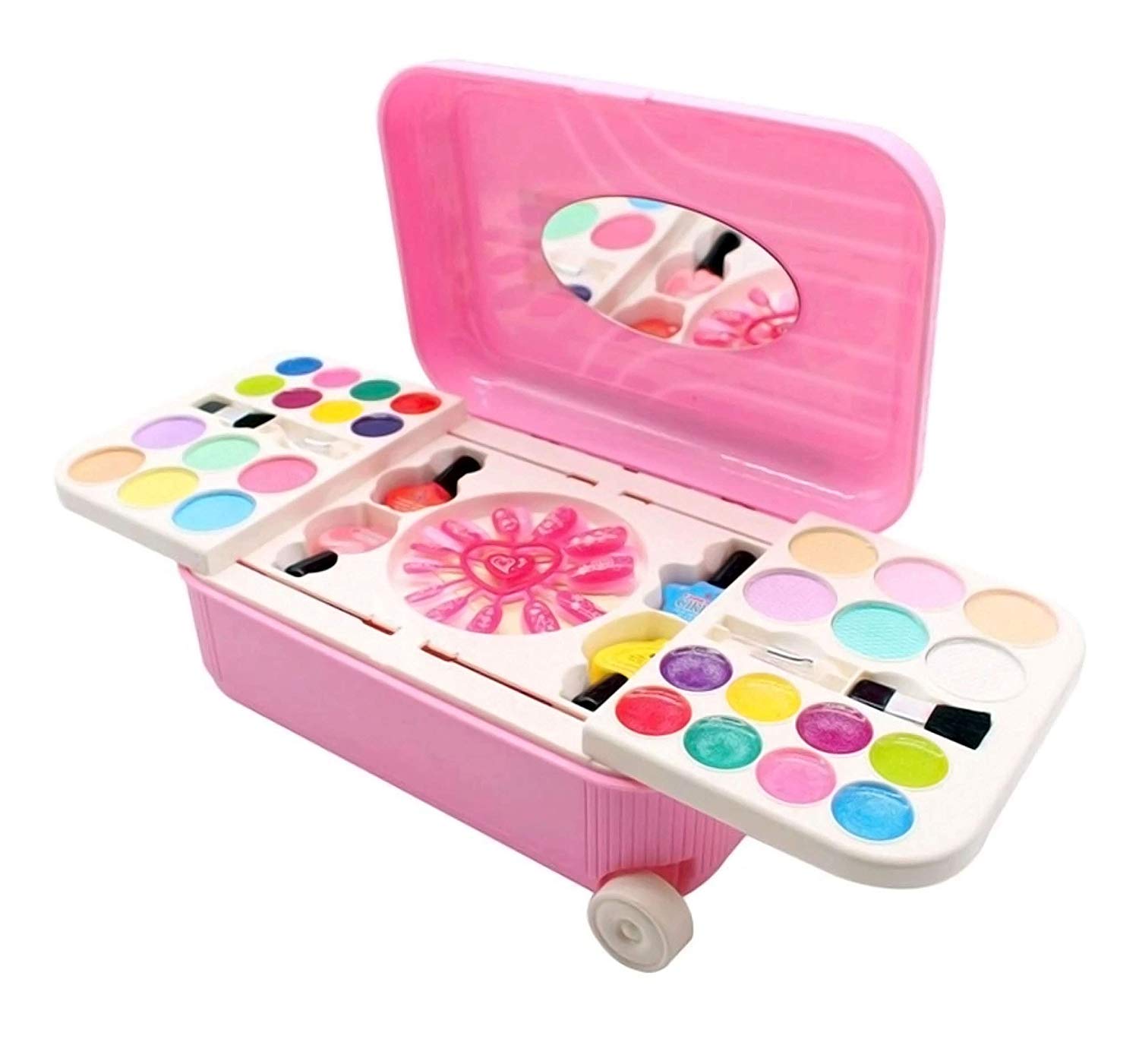 Niyamat All-in-One Trolley Type Water Removable Real Cosmetics & Beauty Make-up Kit for Girls [Latest 2021] Pink