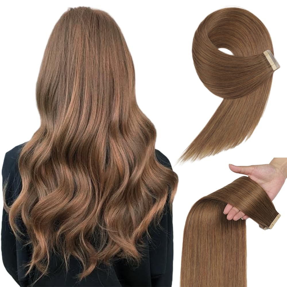 Amazon.com : Tape in Hair Extensions Human Hair 20pcs Remy  display picture 3