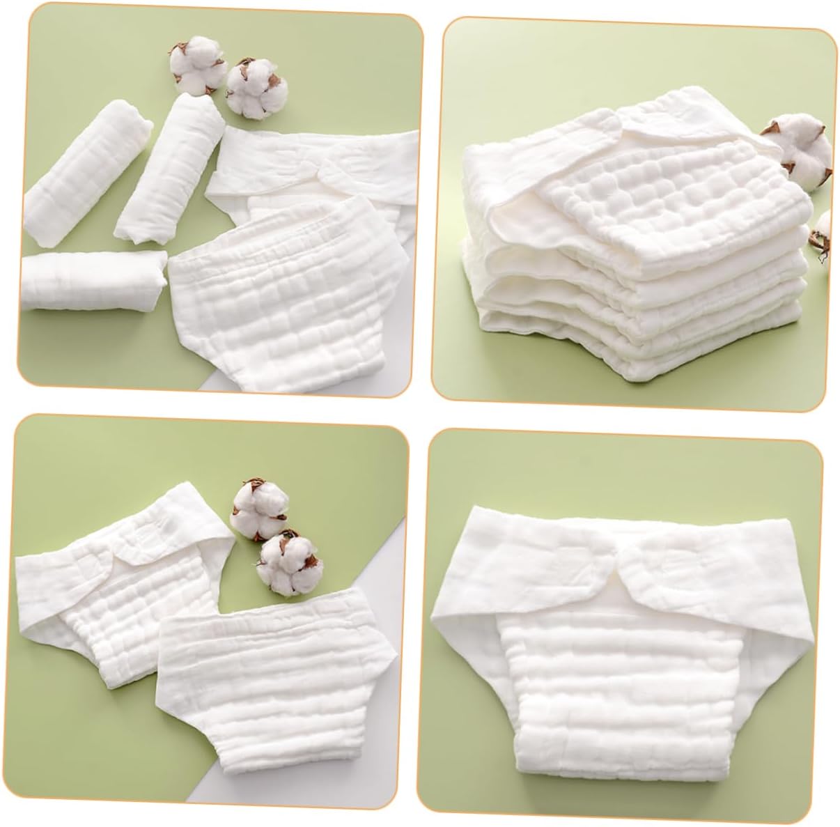 Healeved 5pcs Reusable Cloth Diaper Inserts Soft Cotton Nappy Liners for Boy Girl Washable Absorbent s Months up to Eco-Friendly Diaper