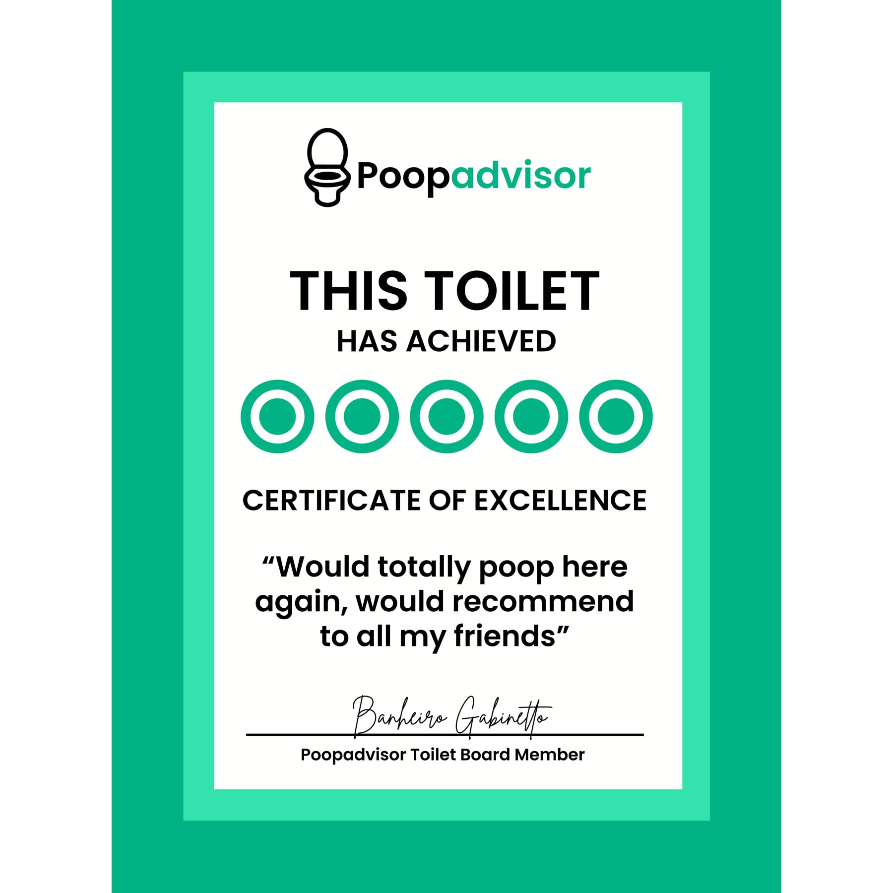 Artery8 Funny Bathroom Wall Art Five Stars Poop Advisor Toilet Sign Bathroom Decor Large Wall Art Poster Print Thick Paper 18X24 Inch