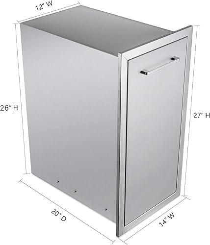 Miniatura 3 de Cajón de basura extraíble individual de 14 pulgadas de acero inoxidable para cocina al aire libre, cajón de basura para una papelera comercial de 10