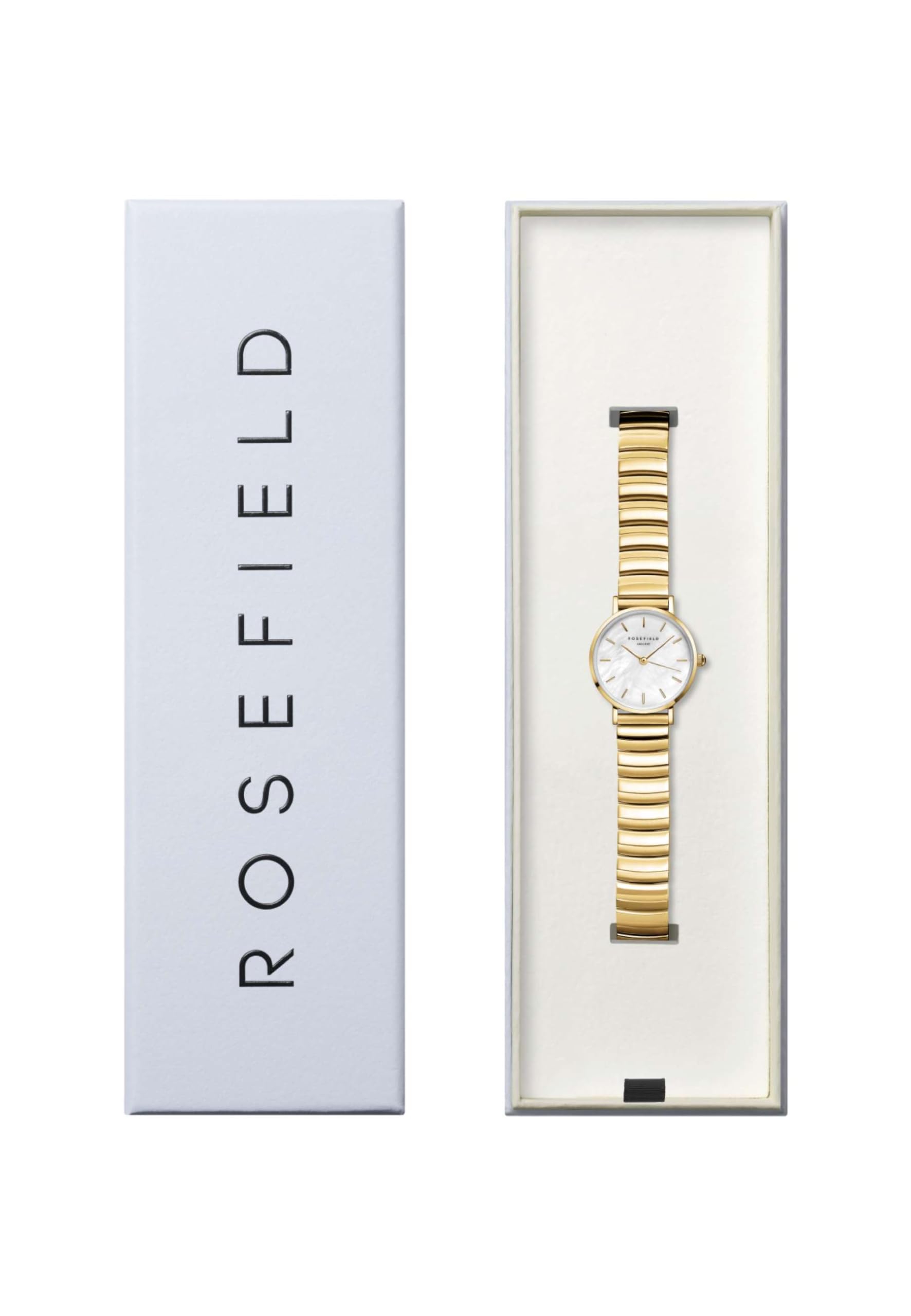 Rosefield Small Edit Damenuhr mit weißem Perlmutt-Zifferblatt 26 mm