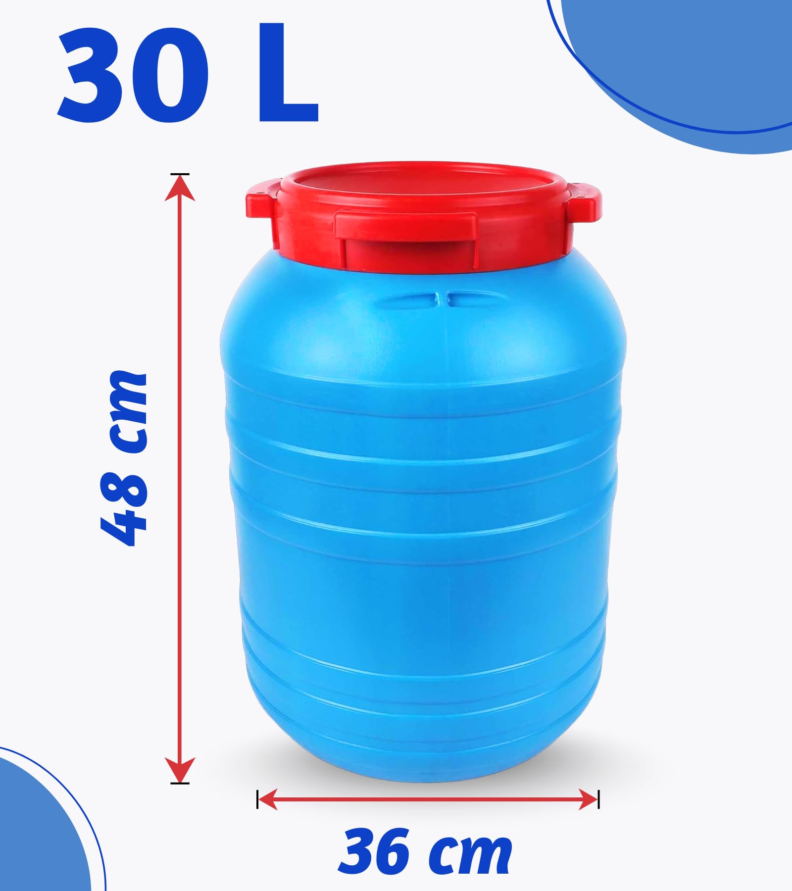 Weithalsfass 30 l Sauerkrautfas Regen Fass Gepäcktonne Silagefass Camping Plastikfass, Fass aus HDPE-Kunststoff mit Deckel, Deckelfass, Spundfass, multifunktionales, Universalfass, Wasserfass
