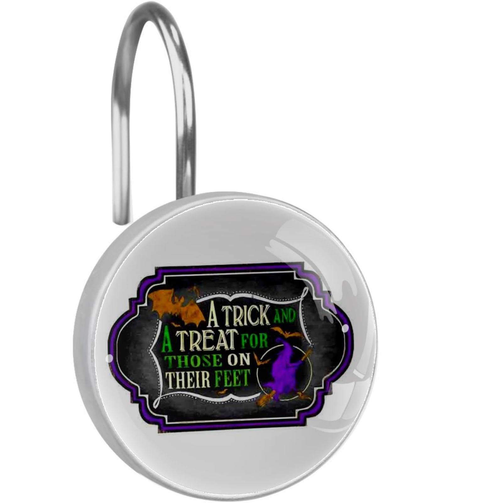Anneaux pour rideau de douche en acier inoxydable Happy Halloween