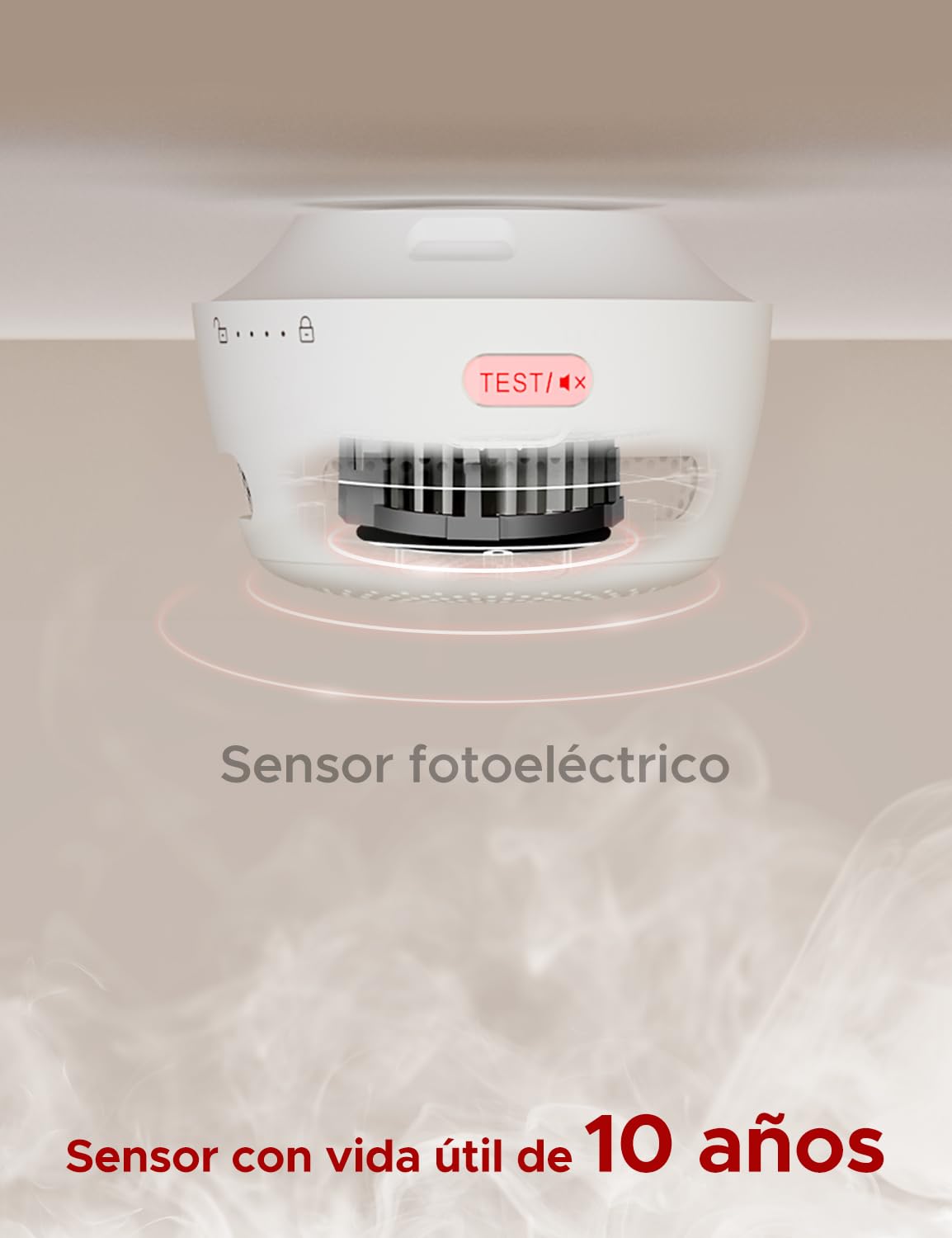 X-Sense Detector de Humo Wi-Fi Inteligente y Batería Reemplazable, Compatible con la Aplicación de X-Sense Home Security, Notificaciones en Tiempo Real, XS01-WX, 1 Pieza