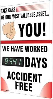 ComplianceSigns.com Take Care of Our Most Valuable Asset Digital Safety Scoreboard, 28x20 inch Aluminum
