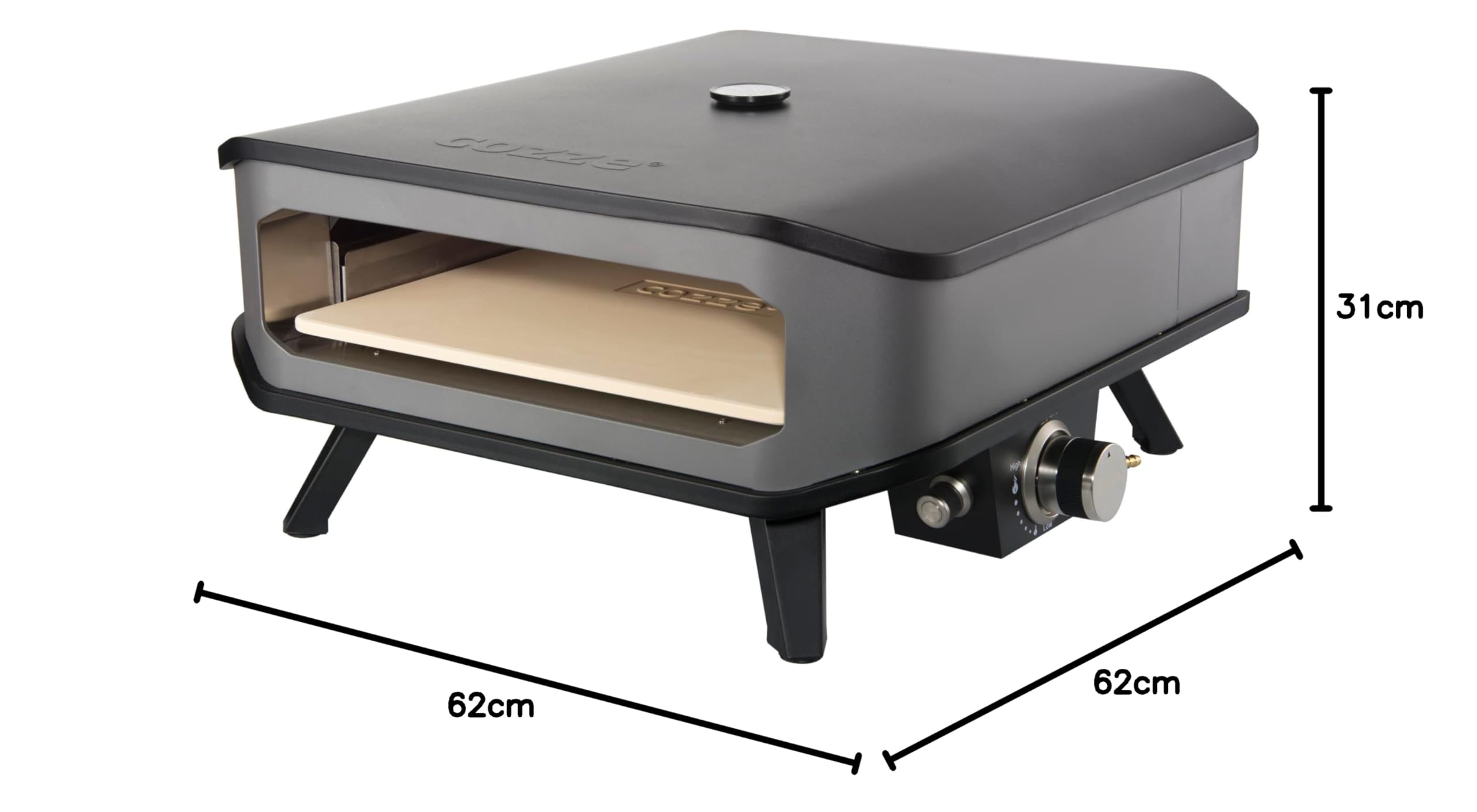 Cozze 17" Gas Pizza Oven with Thermometer and Pizza Stone for Large Pizzas Ø42.5cm Outdoor Cooking