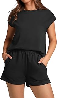 Women 2 Piece Outfit Sets Casual Oversized T-Shirt Tops Biker Shorts Summer Matching Lounge Set Loungewear Clothing