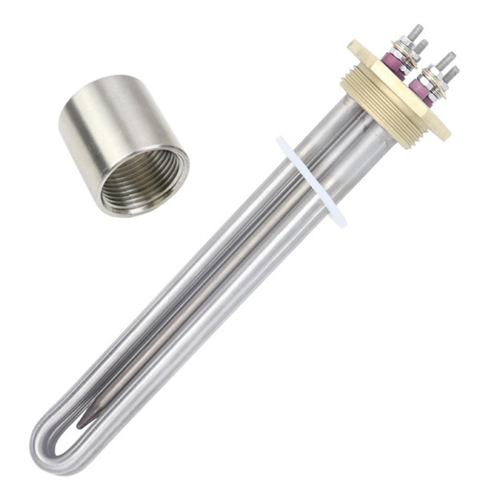 Calentador De Agua Solar Con Tubo Termostato, Elemento Tubular Inmersión 12V, 300W/600W, Rosca Cobre DN32 Rendimiento De Calentamiento RáPido(Heater Thread,12v 600w BSP)