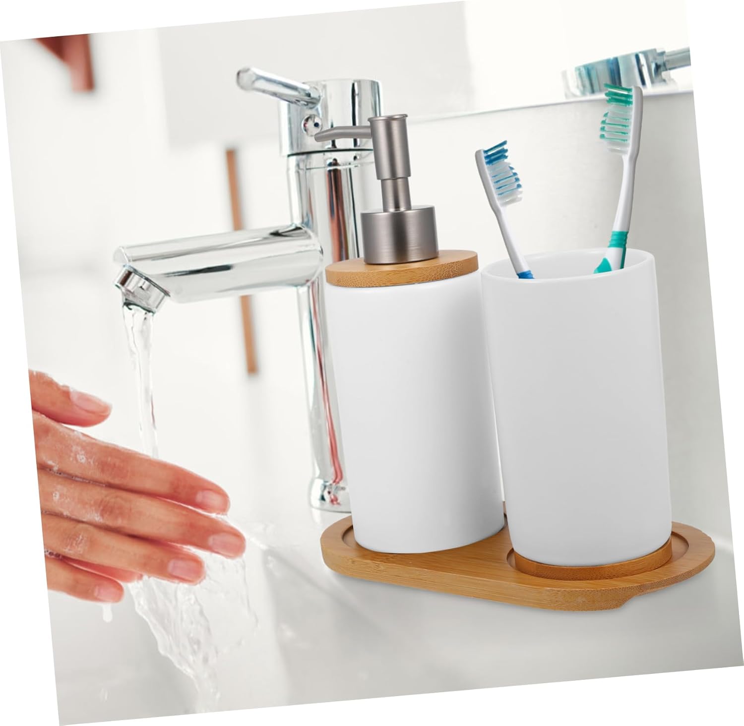 North European Style Bathroom Accessory Set Toothbrush Holder Shampoo Bottles Shower Dispenser