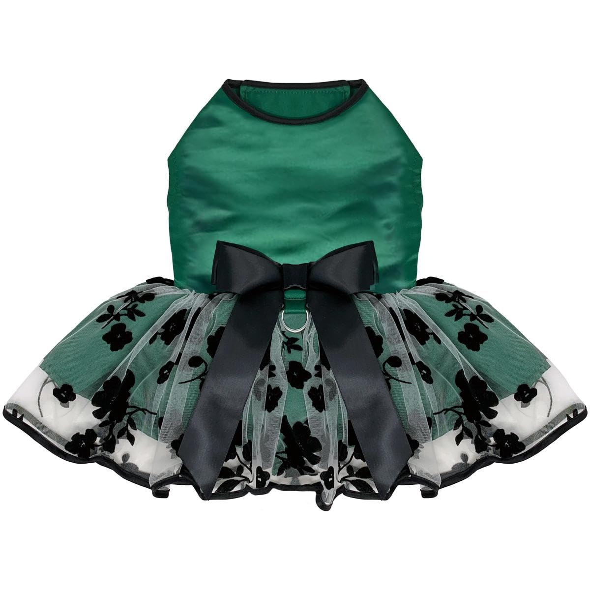 Green and Black Satin Dog Dress (X-Large)