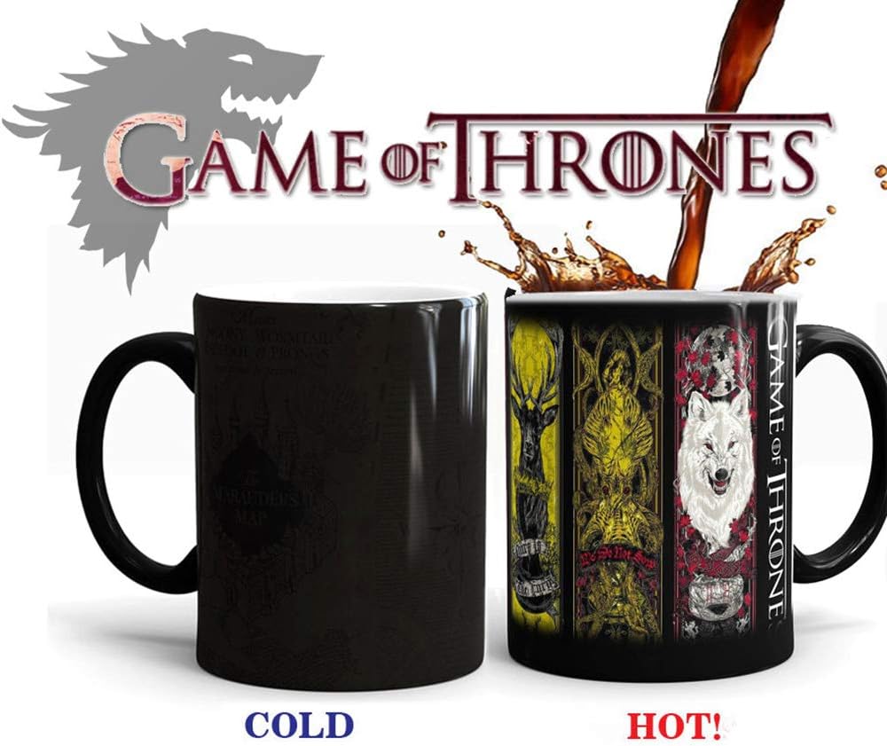 Magic Cup Heat Sensitive Color Changing Mug - 11oz Ceramic Coffee Cup Inspired by Game of Thrones Family Crests (Thrones-A)