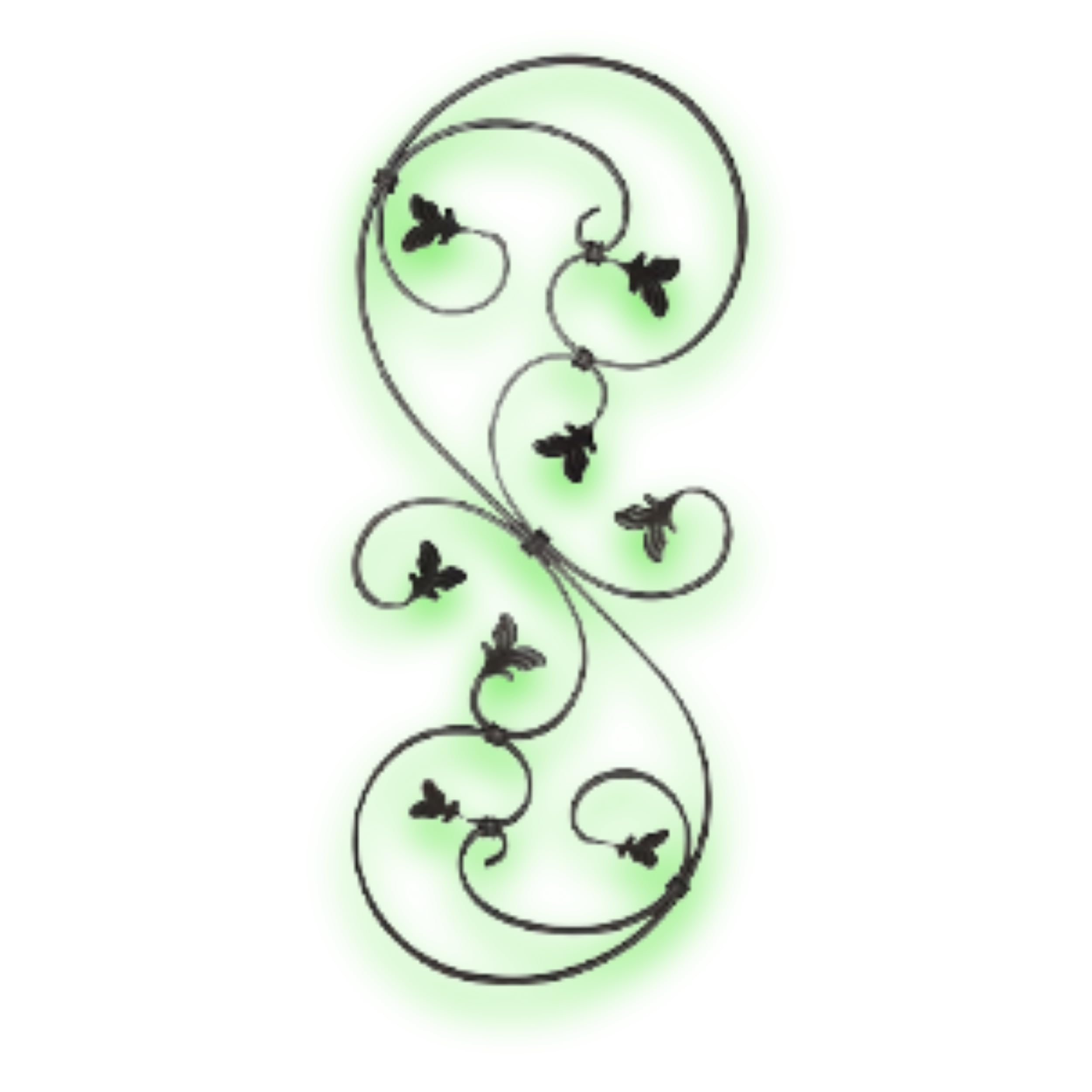 Déco fer Forgé- VOLUTE 8 Feuilles en Fer Forgé -ACIER DECORATION Durable efficacité Pieces - H 870 x 134 mm- Volute en S En Fer Plat de 12/6 mm -Usage Interieur Exterieur Satisfaction Garantie Robuste