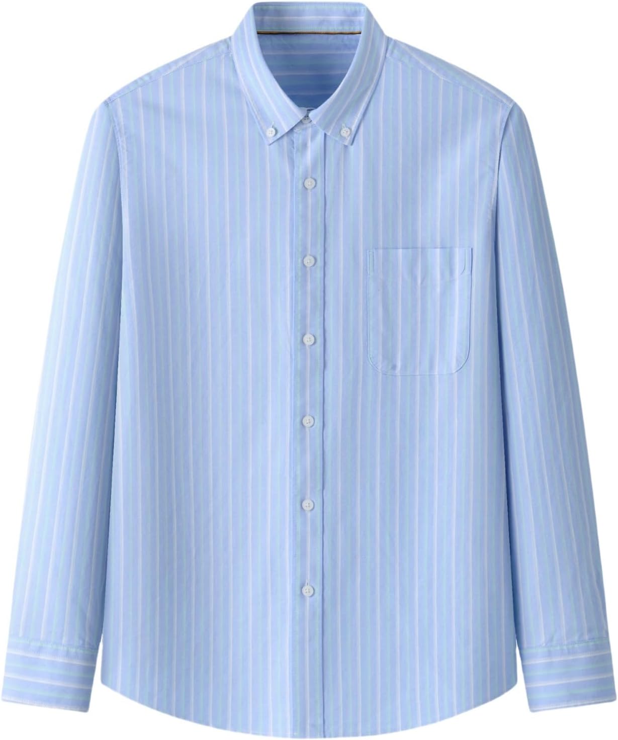 Men's Long Sleeve Spring Autumn Casual Striped Cotton Easy-Care Wrinkle-Resistant Shirt