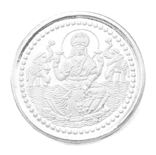 LBV 1 Gram 999 Purity Silver Laxmi Ji Coin With Little glass Bottle Of Gangajal And Round Tin Box For Pooja Room Housewarming Return Gift and Religious Occasions