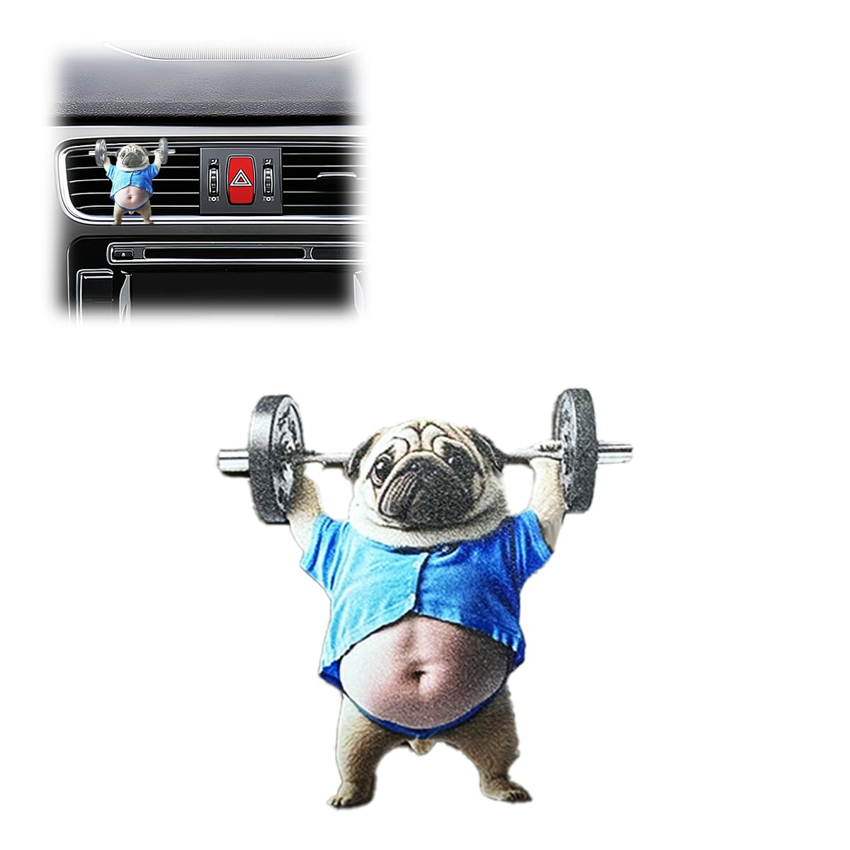 Adorable Pug Car Dashboard Air Vent Trim Clips 2D Cute Car Air Vent Clips Fun Auto Air Outlet