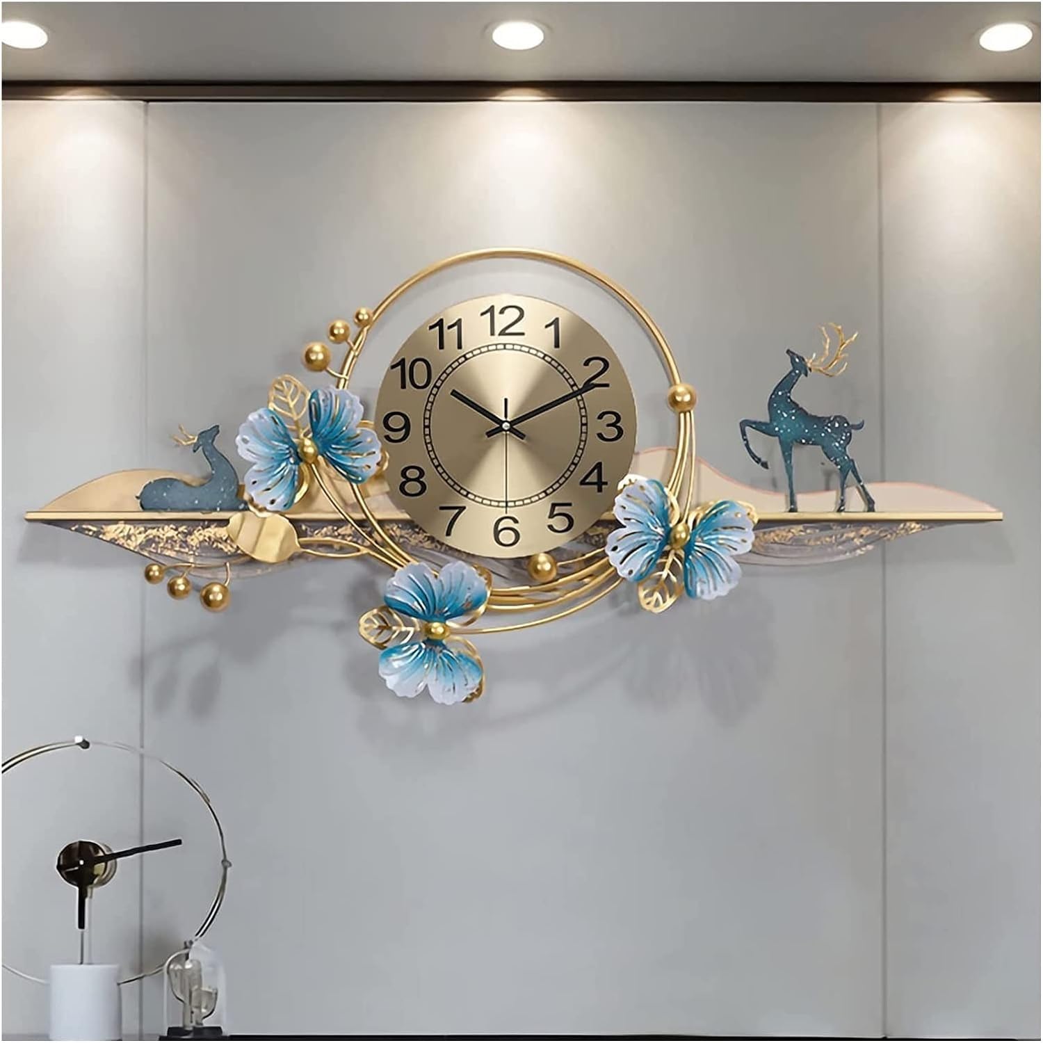 Orologio da Parete Orologio da Parete Grande 31 Pollici con Design a Foglia di Ginkgo for Soggiorno, Camera Letto e Cucina: Un Pezzo Arredamento Creativo ed Elegante