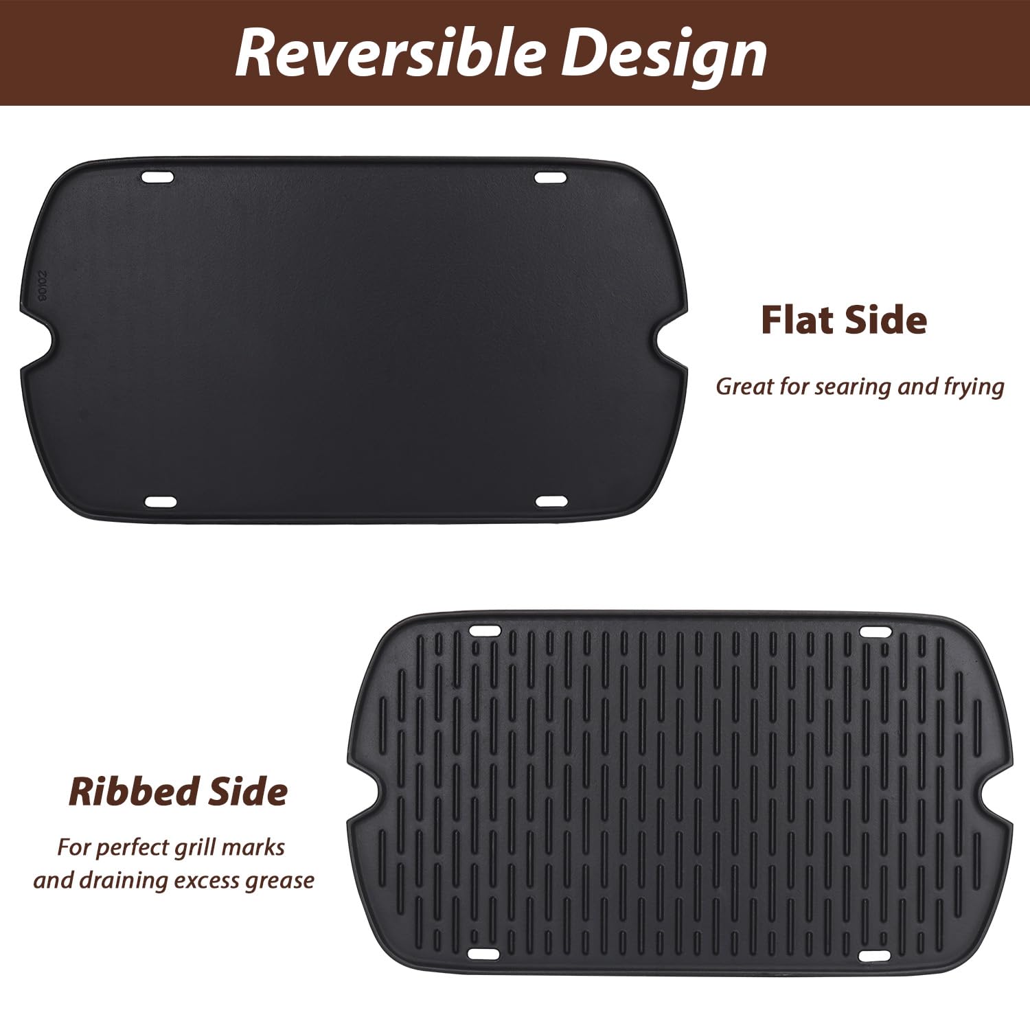 Plancha para Weber Traveler Grill 9010001 9020001 9030001, 7034 Piezas de repuesto de inserto de plancha de hierro fundido para Weber Traveler 9013001 9011701 Accesorios de plancha con bolsa de 3