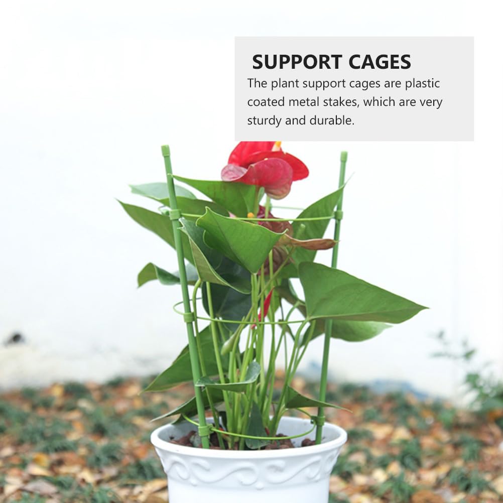 Yardwe 4pcs Climbing Plant Special Flower Stand Garden Trellis Peony Supports Plant Stakes Plant Support Rings Plants Flowers Trellis Metal Tube Covered with Plastic Cage Frame Heavy - Image 2