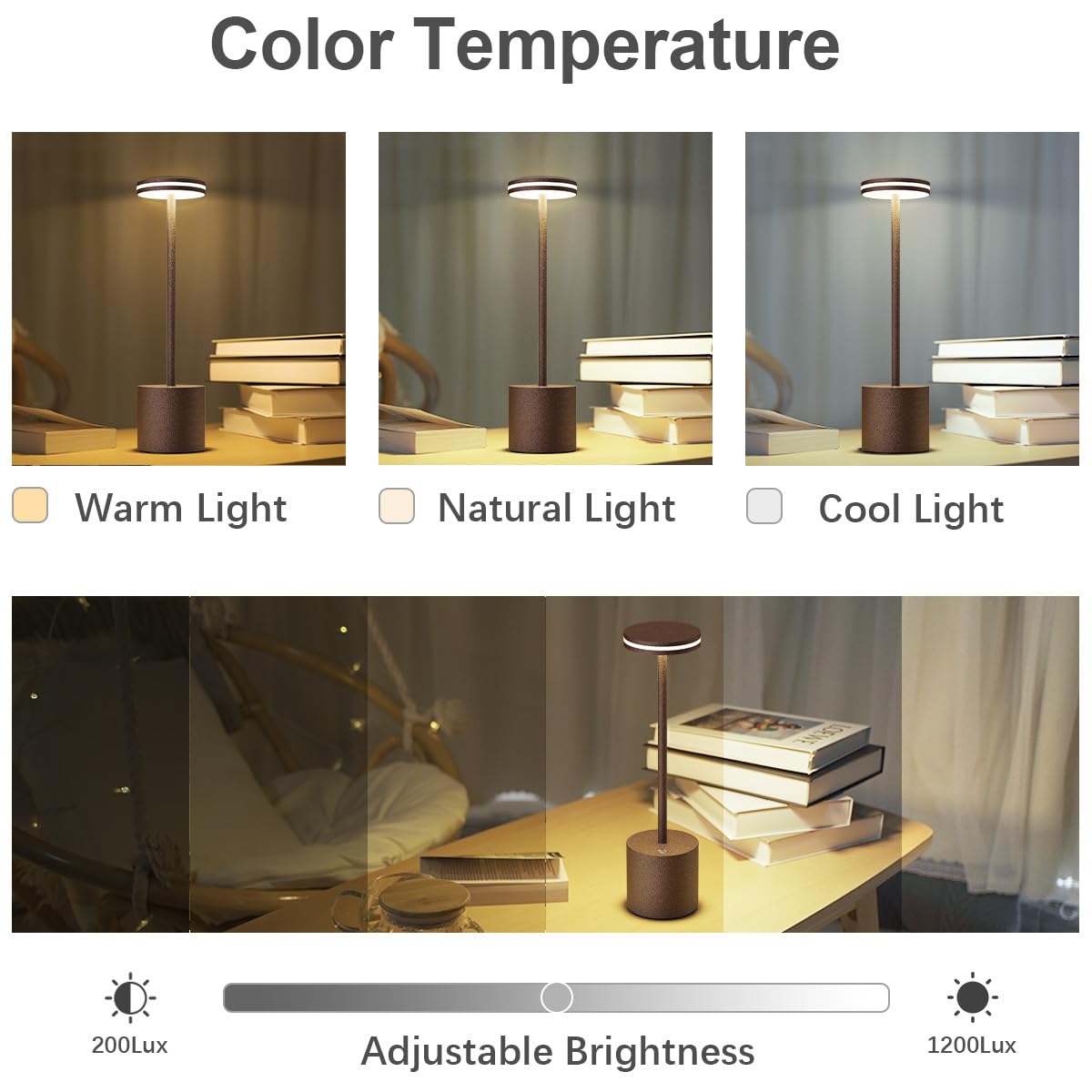 lampe de table tactile sans fil usb,5000mAh 2pcs LED rechargeable