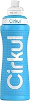 Vista 2 de Cirkul Botella de agua de acero inoxidable con agarre azul de 22 onzas y tapa deportiva, duradera, aislada, con agarre protector, a prueba de fugas