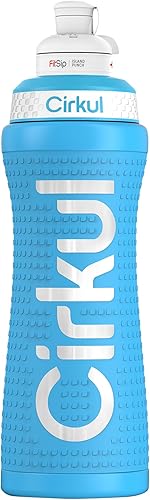 Miniatura 2 de Cirkul Botella de agua de acero inoxidable Blue Grip y tapa deportiva, duradera, aislada, agarre protector, a prueba de fugas y resistente con