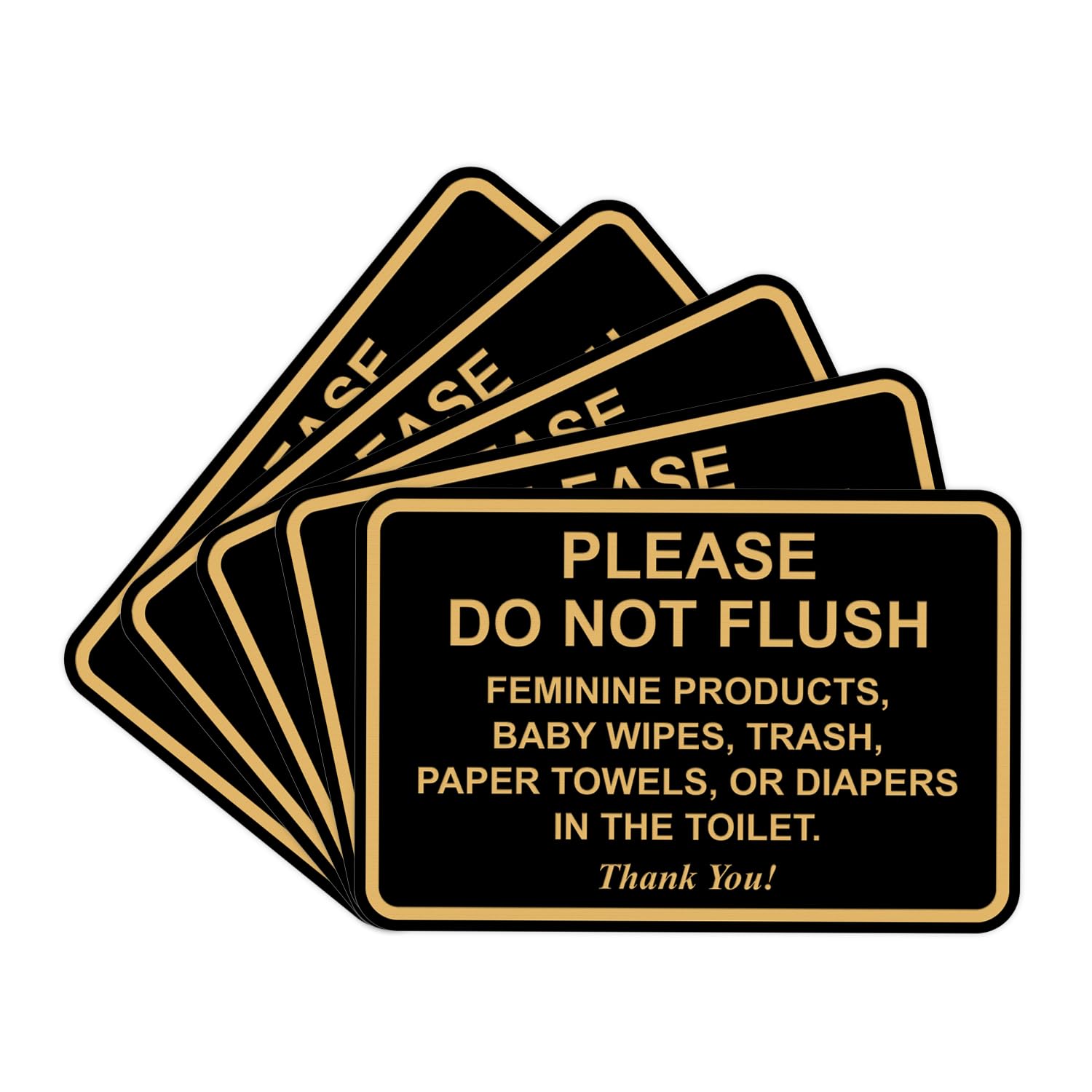 All Quality Klassisches, gerahmtes Schild mit Aufschrift "Please Do Not Flush Thank You", lasergravierter Schriftzug, langlebiger ABS-Kunststoff, lebendige Farben, 10,2 x 15,2 cm, Schwarz/Gold, 5